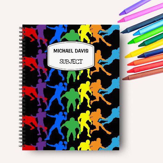 Custom American Football von hinten in die Schule Notizblock