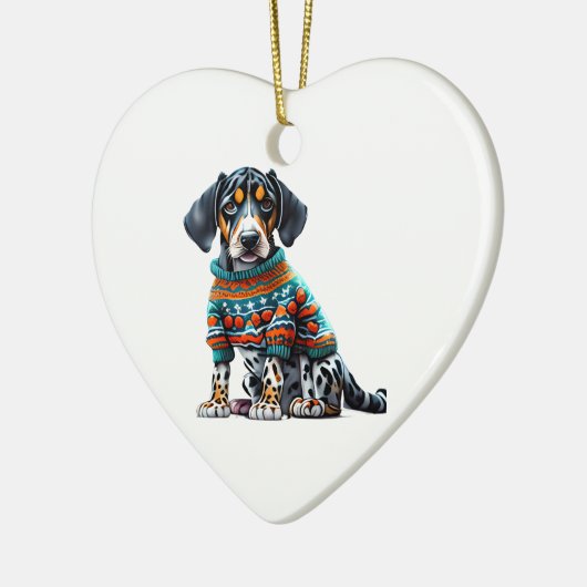 Custom American Leopard Hound in Christmas Sweater Keramik Ornament (Links)