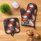 Custom American Red & White Ofenhandschuh & Topflappen-Set (Oben Unten)