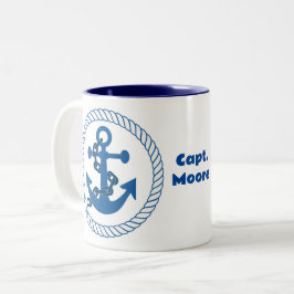 Custom Anchor Rope Chain Nautical Navy Blue Gesche Zweifarbige Tasse