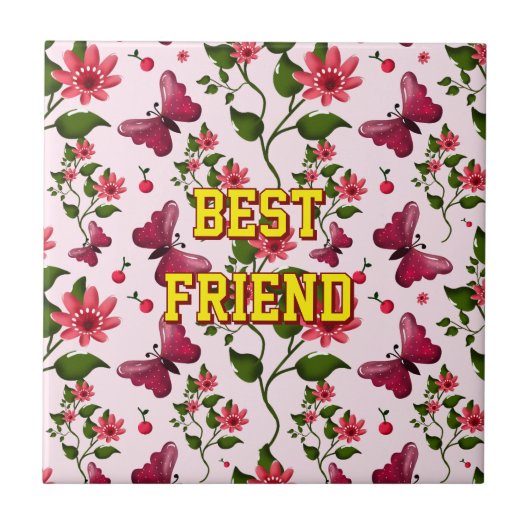 Custom and personalized floral Butterfly pattern  Fliese (Vorderseite)