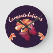 Custom and personalized floral Butterfly Pattern  Runde Wanduhr (Vorderseite)