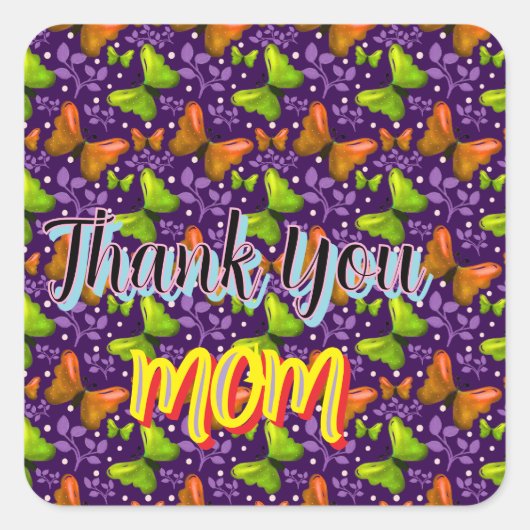 Custom and personalized gift butterfly Pattern   Quadratischer Aufkleber (Vorderseite)