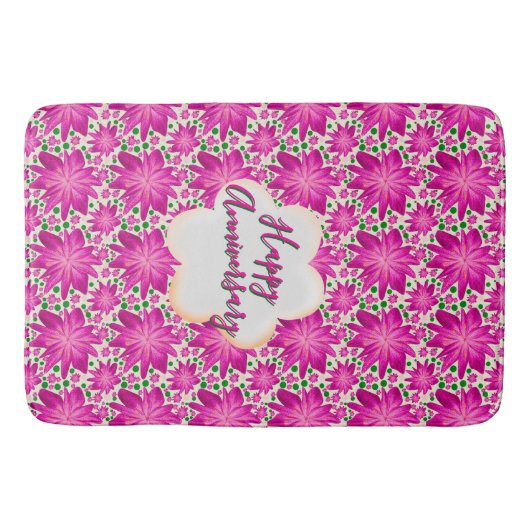Custom and personalized pink floral  badematte (Vorderseite)
