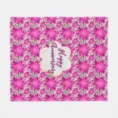 Custom and personalized pink floral  fleecedecke (Vorderseite (Horizontal))