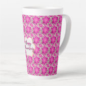 Custom and personalized pink floral  milchtasse (Rechte Ecke)