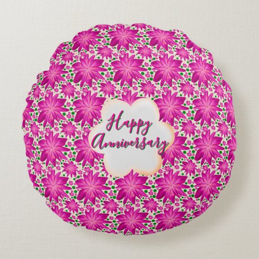 Custom and personalized pink floral  rundes kissen (Vorderseite)