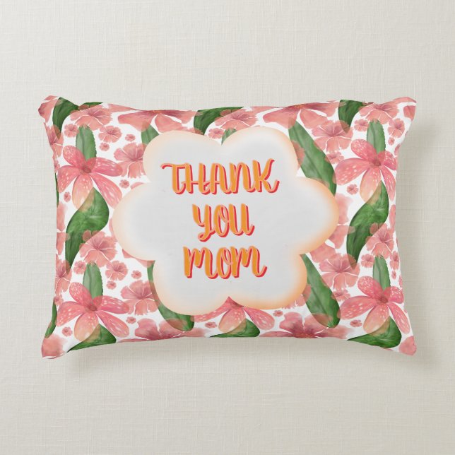Custom and personalized Thank You Mom Watercolor Dekokissen (Vorderseite)