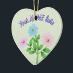 Custom and personalized watercolor floral gift  keramik ornament<br><div class="desc">A delicate, hand-painted digital watercolor illustration featuring a trio of ethereal wildflowers in soft shades of sky blue, misty purple, and blush pink. This botanical piece captures the fluid transparency of traditional watercolor with a modern, clean aesthetic. Perfect for cottagecore lovers, nursery decor, or anyone who appreciates the quiet beauty...</div>