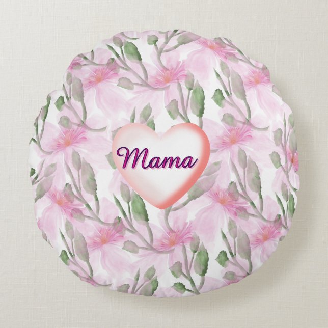 Custom and Personalized  watercolor floral gift  Rundes Kissen (Vorderseite)