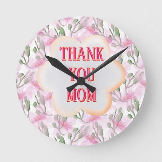 Custom and Personalized watercolor floral pattern  Runde Wanduhr (Vorderseite)