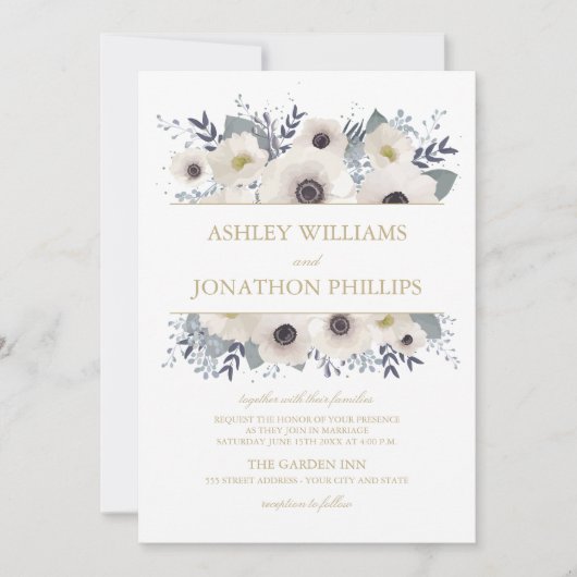 Custom Anemone Bouquet Hochzeit Einladung (Vorderseite)