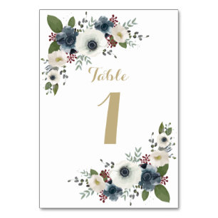 Custom Anemone Bouquet Tischnummer Card