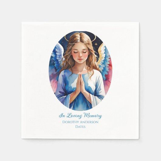 Custom Angel Memorial Paper Napkins Serviette (Vorderseite)