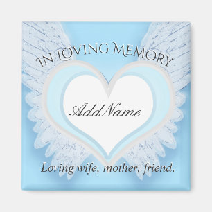 Custom Angel Wings and Heart Memorial Magnet