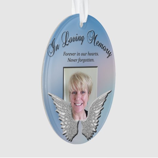 Custom Angel Wings Memorial Ornament (Vorderseite)