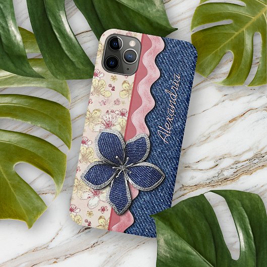 Custom Angesagt Denim Jeans Niedlich Pastell Blume Case-Mate iPhone Hülle