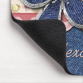Custom Angesagt Denim Jeans Niedlich Pastell Blume Mousepad (Ecke)