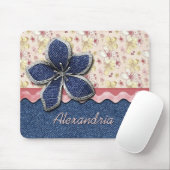 Custom Angesagt Denim Jeans Niedlich Pastell Blume Mousepad (Mit Mouse)