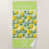 Custom Angesagt Tropical Summer Lemons Fruchtmuste Strandtuch (Vorderseite)