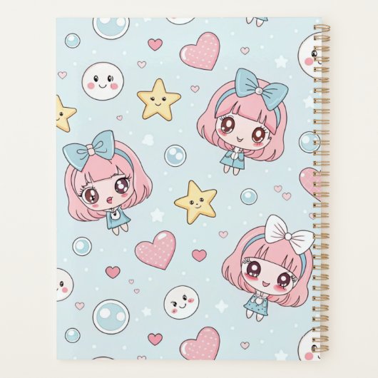 Custom Anime Kawaii with Hearts and Star Planer (Rückseite)