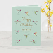 Custom Anna's Hummingbird Geburtstag Karte (Gelbe Blume)