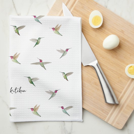 Custom Anna's Hummingbirds Geschirrtuch (Viertel Falte)