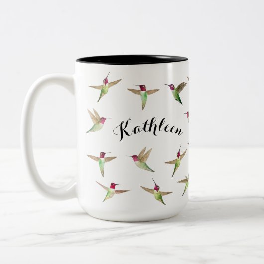 Custom Anna's Hummingbirds Zweifarbige Tasse (Links)