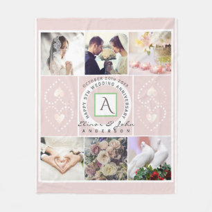 Custom Anniversary 6 Fotos Fleece Blankon