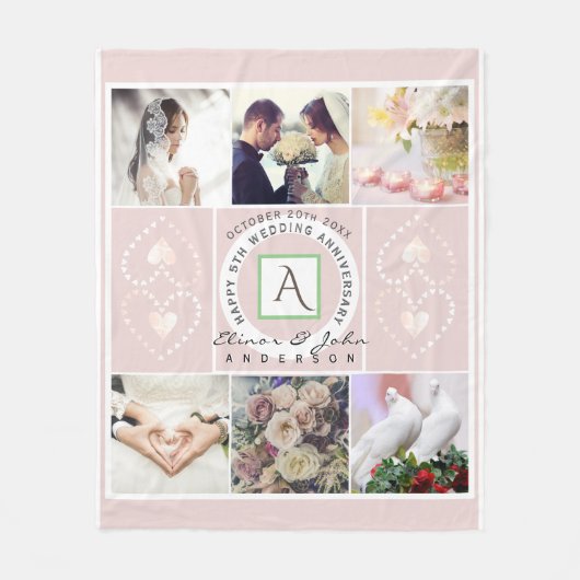 Custom Anniversary 6 Fotos Fleece Blankon (Vorderseite)