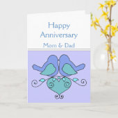 Custom Anniversary Bird Couple Kiss Blumenherz Karte (Gelbe Blume)