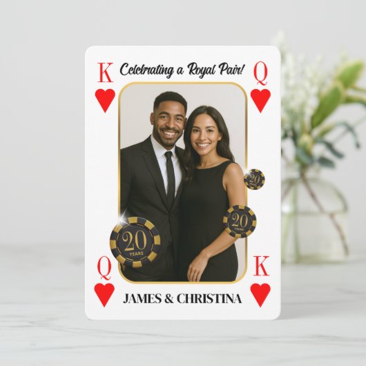 Custom Anniversary Einladung, Poker Casino Party Einladung (Stehend Vorderseite)