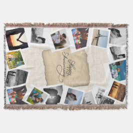 Custom Anniversary Photo Collage with Linen  Decke