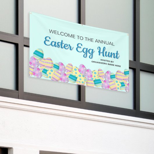 Custom Annual Easter Easter Hunt Colorful Blue Banner (Äußeres Gebäude)