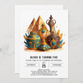 Custom Antikes Ägypten Moderne Pyramiden Geburtsta Einladung (Vorne/Hinten)