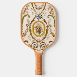 Custom Antique French Rokoko Floral Elegante Creme Pickleball Schläger