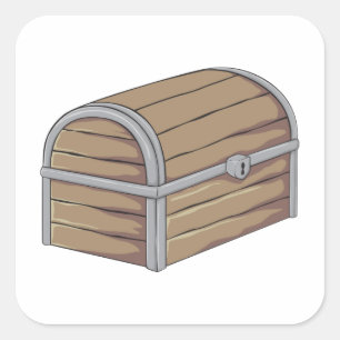 Custom Antique Holz Pirate Treasure Kiste Quadratischer Aufkleber