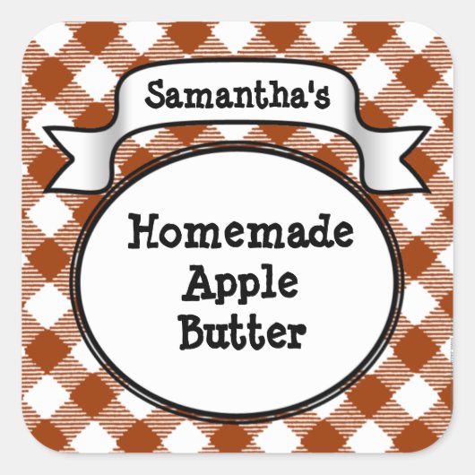 Custom Apple Butter oder jedes Canning Jar Label Quadratischer Aufkleber (Vorderseite)