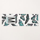 Custom Aqua Aquamarin Butterfly Trendy Personalisi Yogamatte (Vorderseite (Horizontal))