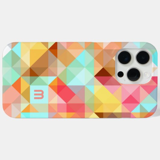 Custom Aqua Blue Peach Blush Pink Polygon Muster Case-Mate iPhone Hülle (Rückseite (Horizontal))