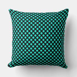 Custom Aqua Green Polka Dots Throw Kissen