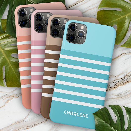 Custom Aqua Türkis Blue Green Streifen iPhone Hülle