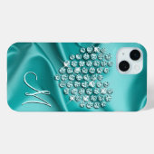 Custom Aqua Turquoise Diamonds Liebe Herzmuster Case-Mate iPhone Hülle (Rückseite (Horizontal))