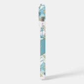 Custom Aquamarin Aqua Blue Sage Grüne Blume Kunst iPhone Hülle (Linke Seite)