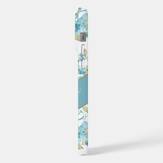 Custom Aquamarin Aqua Blue Sage Grüne Blume Kunst iPhone Hülle (Linke Seite)