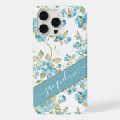 Custom Aquamarin Aqua Blue Sage Grüne Blume Kunst iPhone Hülle (Rückseite)