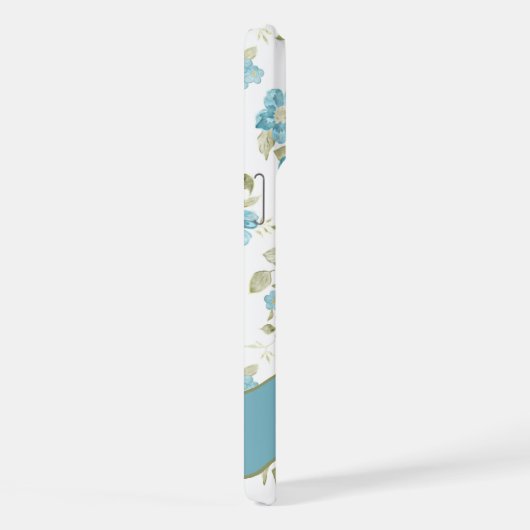 Custom Aquamarin Aqua Blue Sage Grüne Blume Kunst iPhone Hülle (Rechte Seite)