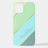 Custom Aquamarin Aqua Blue Türkise Mint Green Stri iPhone Hülle (Rückseite)