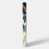 Custom Aquamarin Aqua Golden Agate Monogram Case-Mate iPhone Hülle (Rückseite / Links)