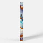 Custom Aquamarin Aqua Golden Agate Monogram Case-Mate iPhone Hülle (Rückseite / Rechts)